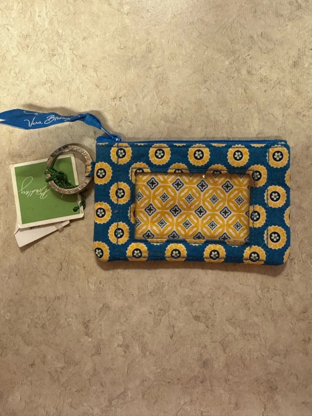 Vera Bradley Zip ID Case NWT – Riviera Blue Floral Wallet Keychain Holder